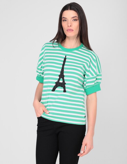 Blusa Karl Lagerfeld Paris manga corta estampado a rayas en Liverpool