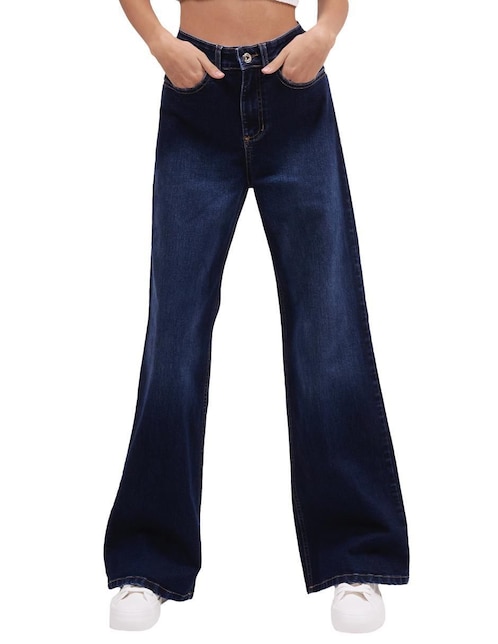 Jeans wide leg Mchk stretch corte cintura para mujer