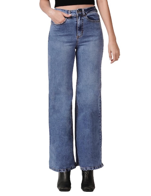 Jeans wide leg Mchk blue light corte cintura para mujer