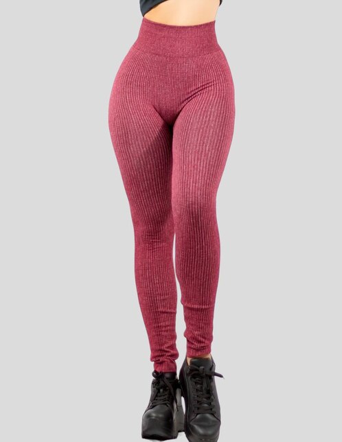 Rojo elástico terciopelo de cintura alta leggings 151908 -  México