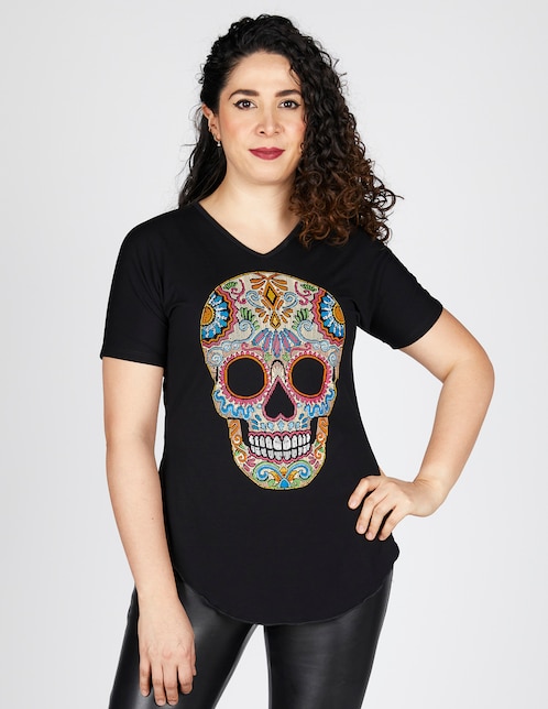 Playera Calavera Playeras Marca Ay Guey Playera Estampada Con