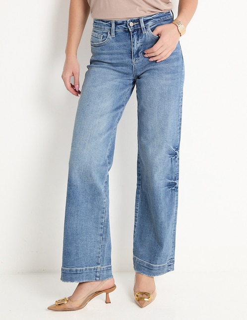 Jeans wide leg Flying Monkey corte cintura alta para mujer