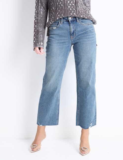 Jeans straight Flying Monkey corte cintura alta para mujer