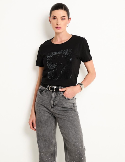 Playera manga corta cuello redondo para mujer 1