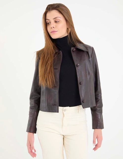 Chamarra casual Kur.Kuma de piel para mujer
