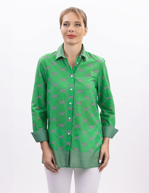 Camisa Nautica de algodón manga larga para mujer