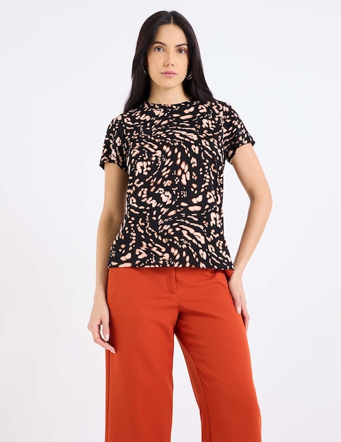 Playera manga corta cuello redondo para mujer 1
