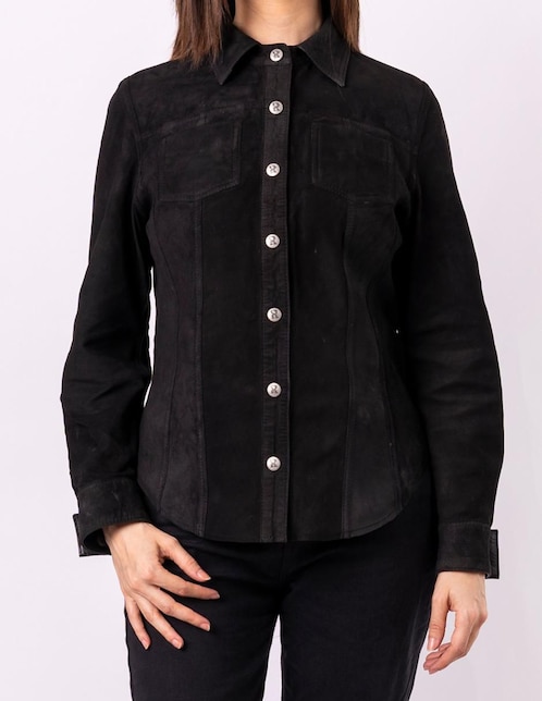 "camisa/sobrecamisa" pelle royale "de" piel "manga" larga "para mujer"