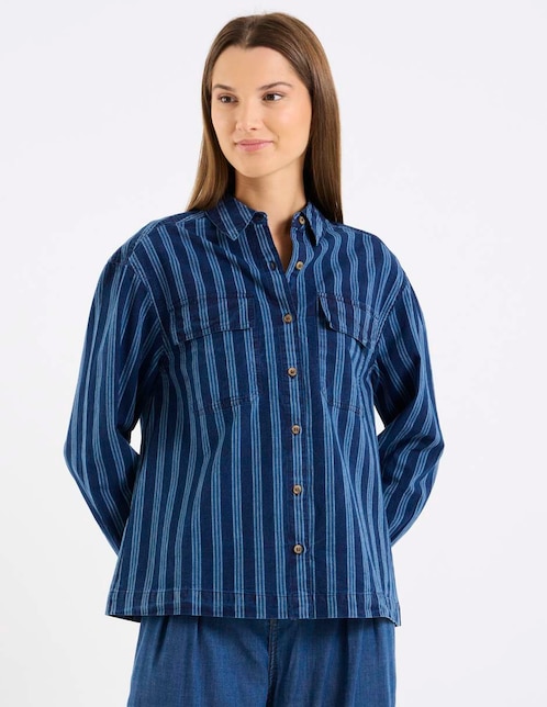 Camisa de algodón manga larga para mujer 1
