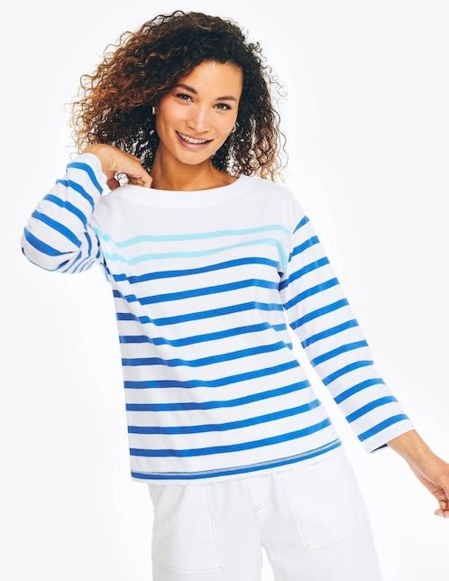 Playera manga larga cuello redondo para mujer 1