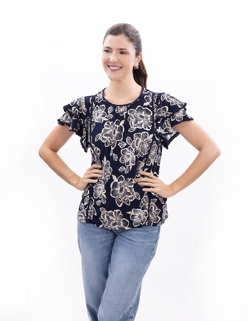 Blusa Nautica manga corta para mujer