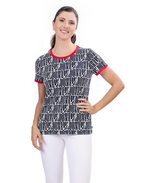 Playera manga corta Nautica cuello redondo para mujer