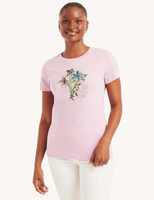 Playera manga corta Nautica Ef cuello redondo para mujer