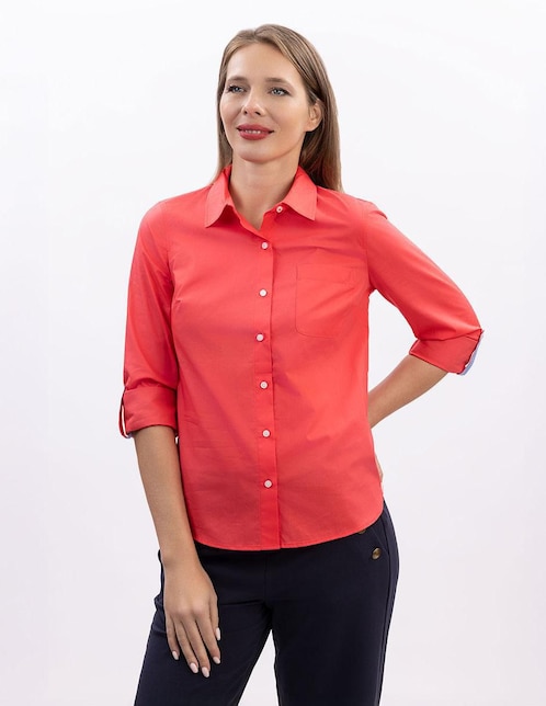 Camisa Nautica de algodón manga larga para mujer
