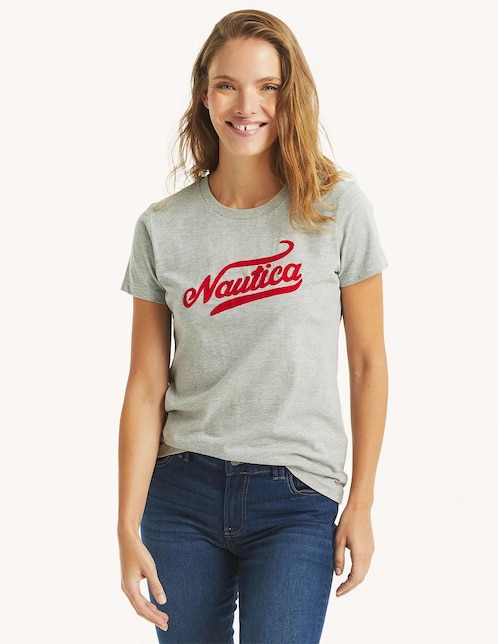 Playera manga corta Nautica cuello redondo para mujer