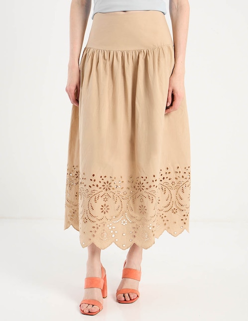 Falda midi de algodón con pretina 1
