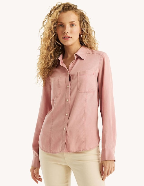Camisa Nautica manga larga para mujer