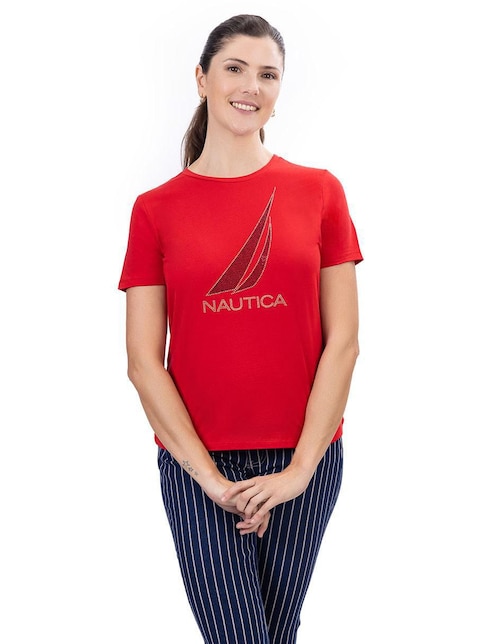 "playera" "manga" corta nautica fall "cuello" redondo "para mujer"