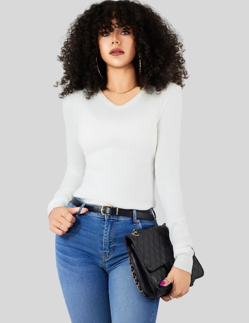 Suéter cuello v para mujer