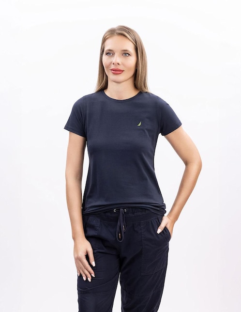 "playera" "manga" corta nautica basi "cuello" redondo "para mujer"