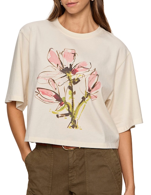 Playera manga al codo cuello redondo para mujer 1