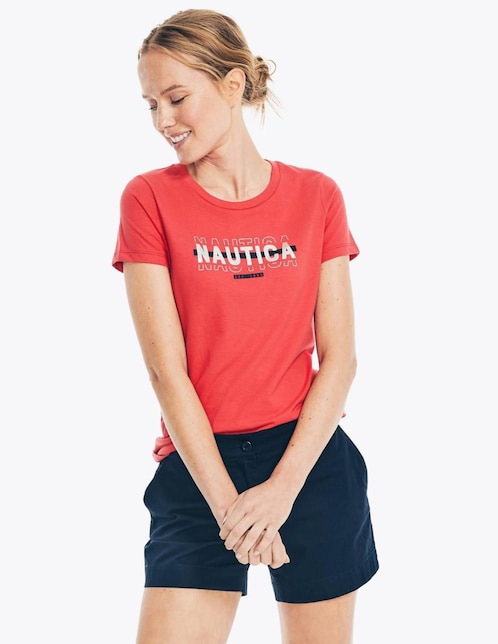 Playera manga corta Nautica Kiba cuello redondo para mujer