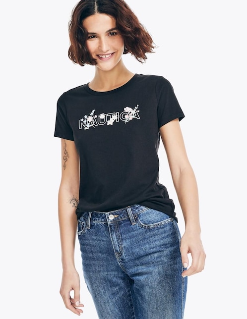 Playera manga corta Nautica cuello redondo para mujer