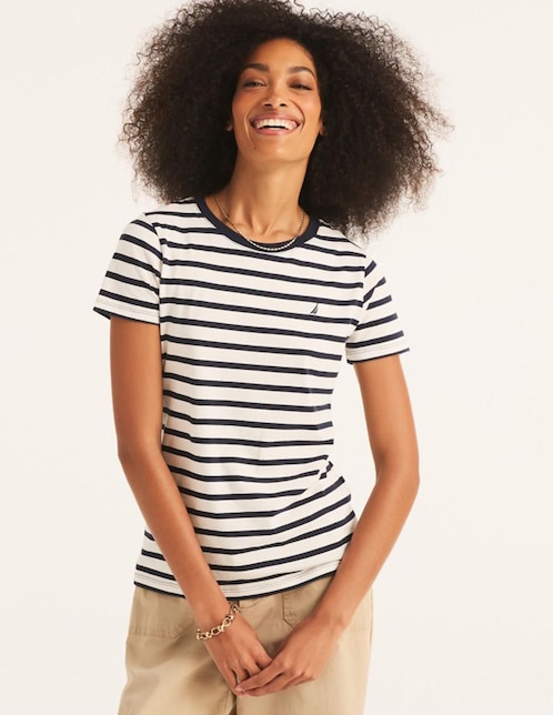 Playera manga corta Nautica Kiba cuello redondo para mujer