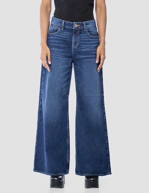 Jeans relaxed wide leg Oggi Jeans corte media cintura para mujer