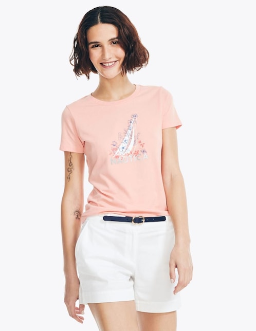 Playera manga corta Nautica cuello redondo para mujer