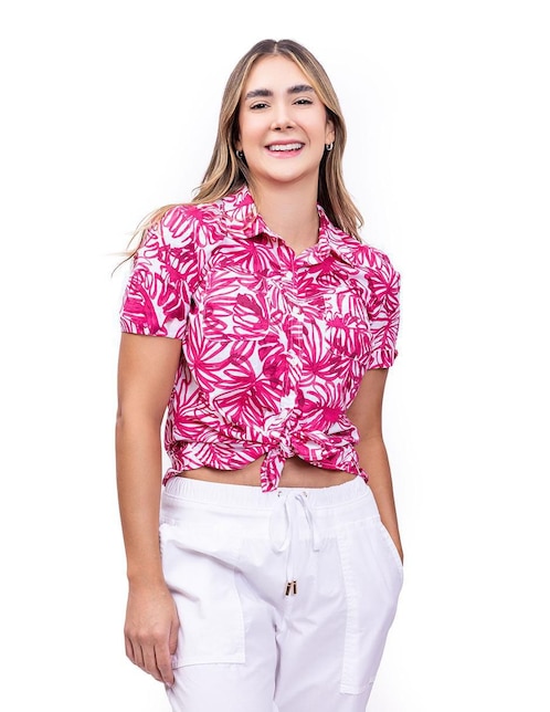 Camisa Nautica de algodón manga corta para mujer