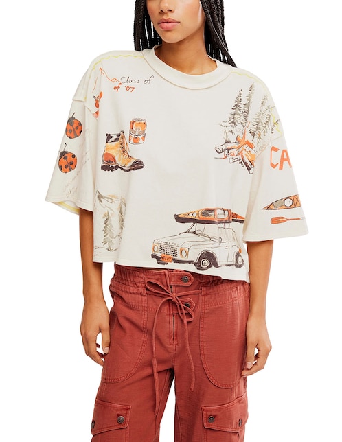 Playera manga al codo cuello redondo para mujer 1