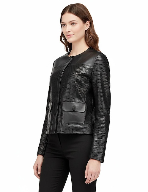 Chamarra casual Cuadra de piel para mujer