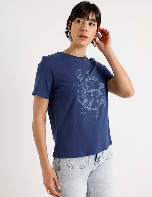 Playera manga corta Scotch & Soda cuello redondo para mujer