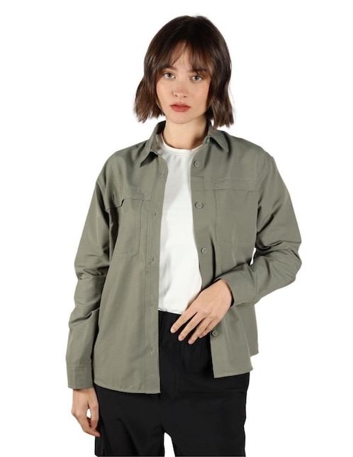 "camisa/sobrecamisa" eddie bauer "de" poliéster "manga" larga "para mujer"