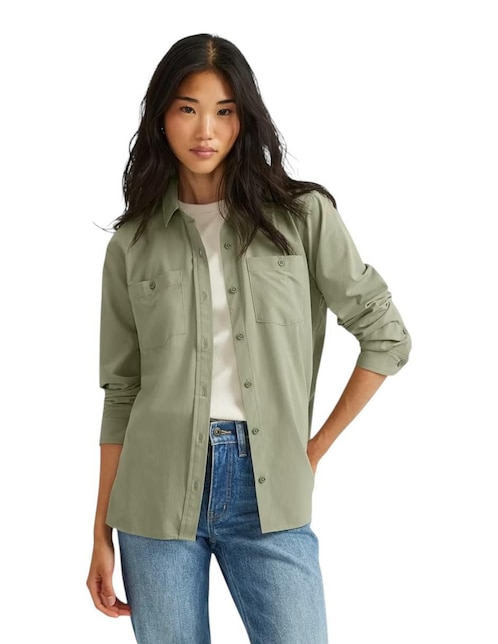 "camisa/sobrecamisa" eddie bauer no aplica "de" poliéster "manga" larga "para mujer"