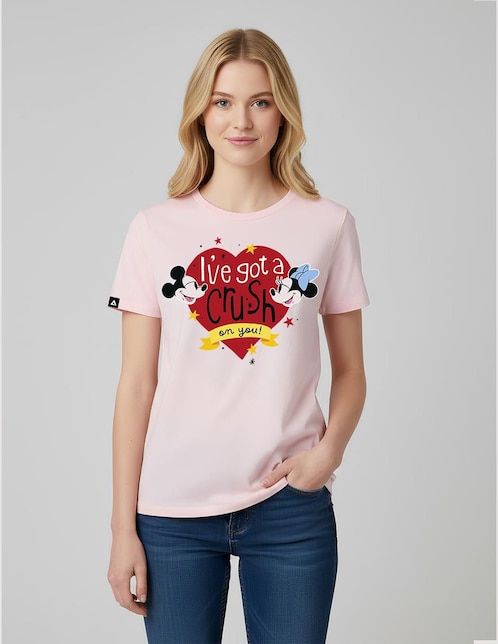 Playera manga corta Disney Mickey Mouse cuello redondo para mujer