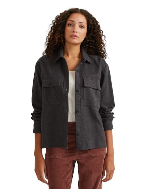"camisa/sobrecamisa" eddie bauer "de" franela "manga" larga "para mujer"