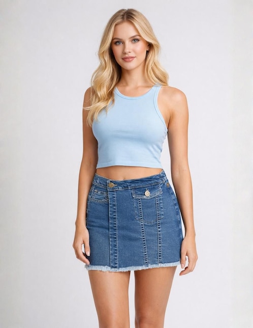 Falda short Obs Jeans de mezclilla a la cintura alta