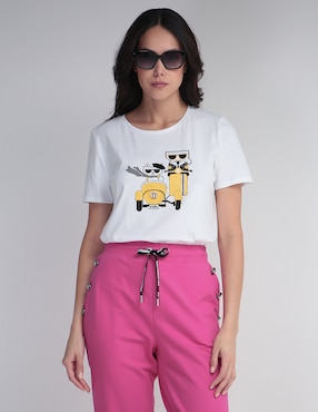 Playera manga corta Karl Lagerfeld Paris cuello redondo para mujer