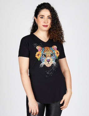 Playera Manga Corta Ay Güey Canastita Cuello V Para Mujer