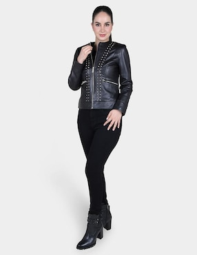 Chamarra Cuadra de piel para mujer