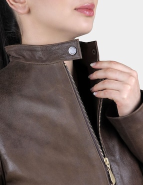 Chamarra Cuadra de piel para mujer