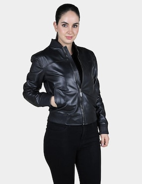 Chamarra Cuadra de piel para mujer