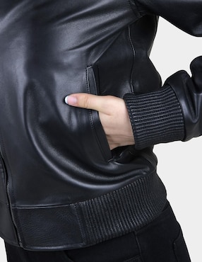Chamarra Cuadra de piel para mujer