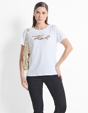 Playera Manga Corta Karl Lagerfeld Paris Cuello Redondo Para Mujer