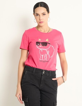 Playera Manga Corta Karl Lagerfeld Paris Cuello Redondo Para Mujer