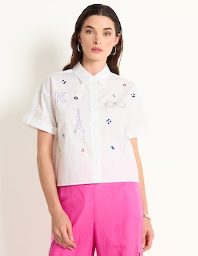 Camisa Karl Lagerfeld Paris De Algodón Manga Corta Para Mujer