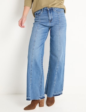 Jeans Wide Leg Flying Monkey Corte Cintura Alta Para Mujer