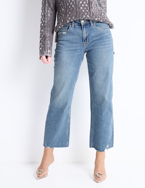 Jeans Straight Flying Monkey Corte Cintura Alta Para Mujer